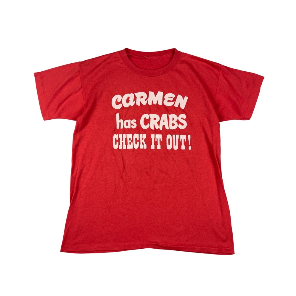 Vtg 80s Carmen's Lobsters T-Shirt Men's L Red Crabs NJ Single Stitch